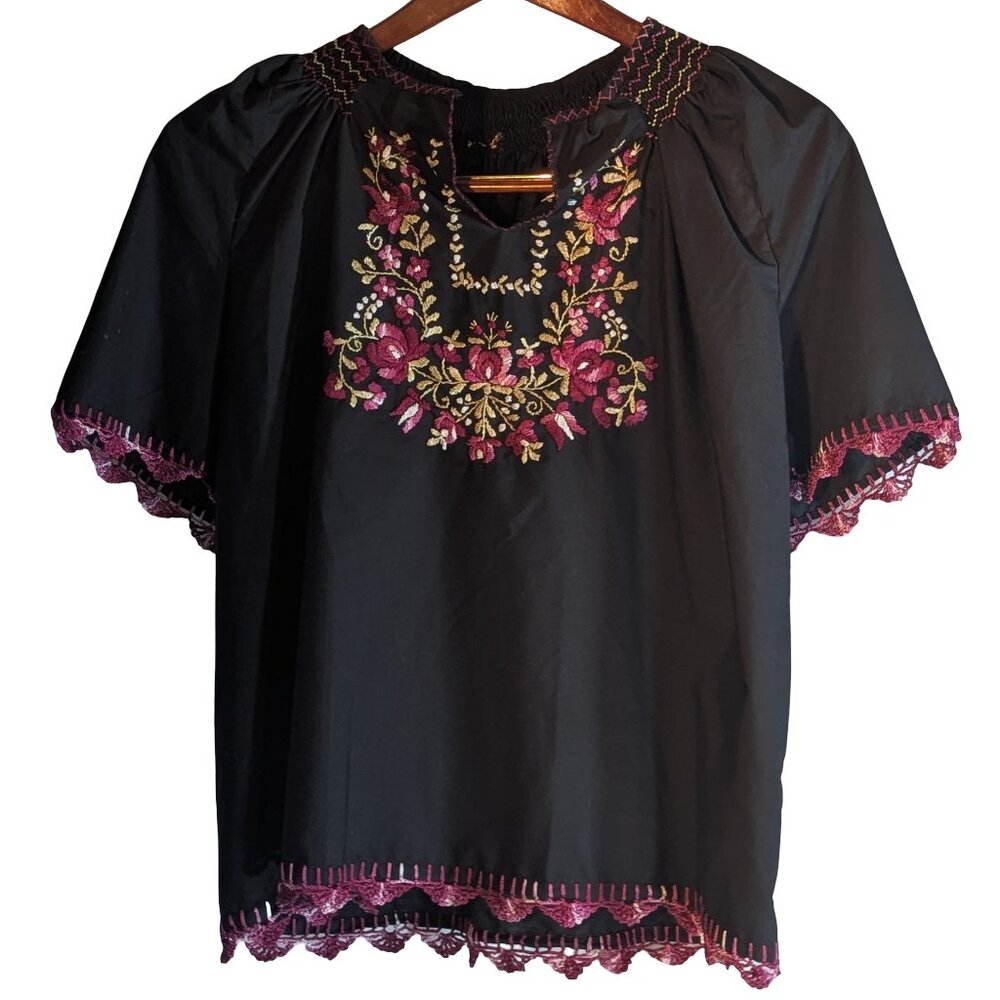 Embroidered 100% Cotton Vintage Vibe Girlhood Cor Hungarian Women's Large Blouse